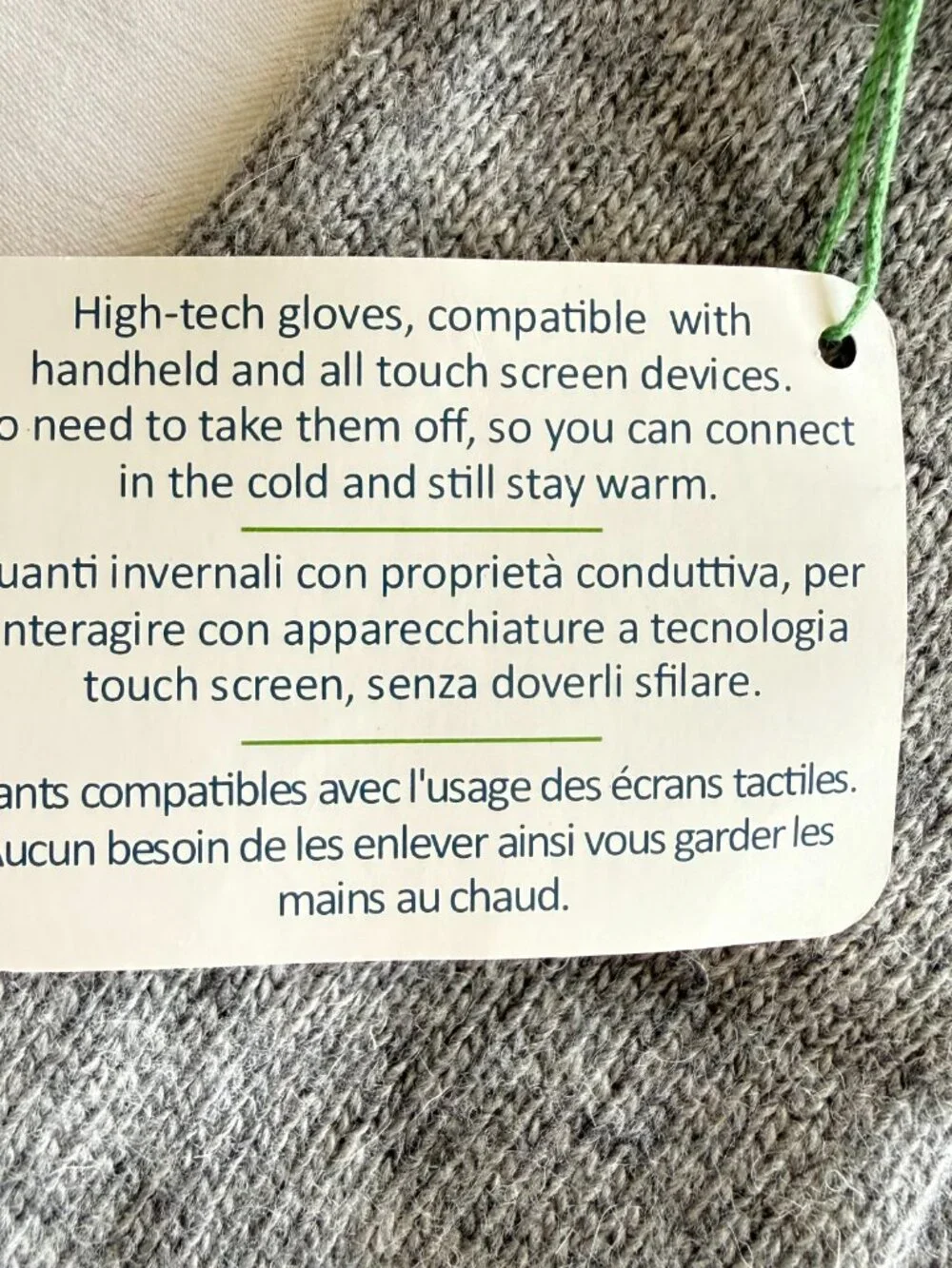 Open Sesame by Portolano Touchscreen Gloves Gray Angora Cashmere Blend NWT